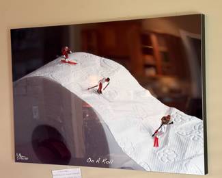 "On a Roll" by by J.J.Johansen (signed & numbered.  Acrylic on Metal. 30"X20". Creates visual art using miniatures