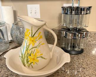 Pitcher and Bowl - vintage.  Spice holder 