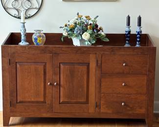 Beautiful Cherry Wood Buffet with folding doors and drawers made by seller.
