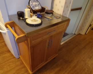 nice oak and stainless steel cabinet