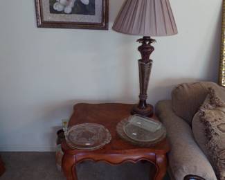 Mahogany table & lamp