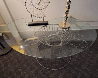 Kidney Shaped Glass Top Coffee Table.