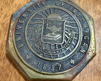 Bronze University of Michigan paperweight 