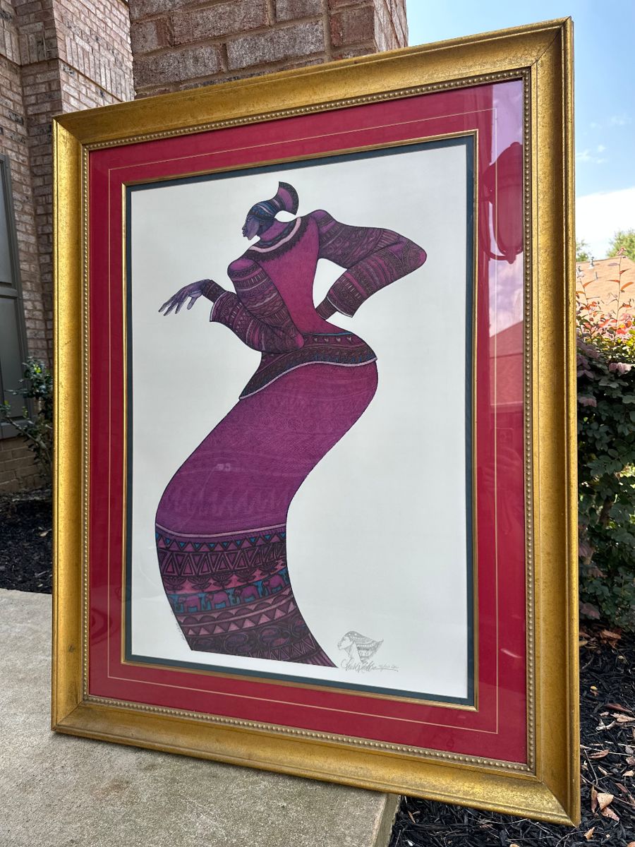 1. Art: Charles Bibbs, “Lady in Red,” Limited Edition Remarque Lithograph, Signed & Numbered 76/100, 40.25" w x 51.5" h, Framed, $795