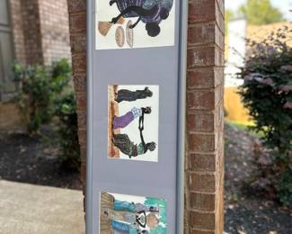 Khadijah Raatib, Triptych Prints, 1989, 43.5" w x 13" h, Framed - Chipped glass on corner
