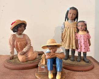 Emma Jane’s Babies Figurines, “Maize Daydreamed About Her Boyfriend All Afternoon,” “Country Mouse,” and “Bertie Mae Watched Over Little Hattie”