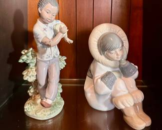 Lladró Porcelain Figurines, “Bongo Beat” and “Arctic Dreams”