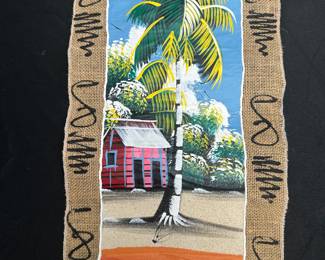 Dominican Republic Burlap Painting