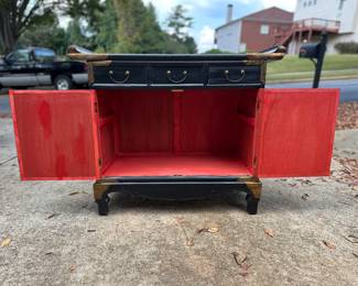 Furniture: Small Korean Black Lacquered Cabinet Chest, 37.5" x 31" h x 18" d