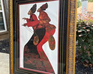 3. Art: Charles Bibbs, " Ladies in Red," Signed & Numbered Lithograph, Edition 1307/2000, 36" w x 52" h, Framed, Includes COA