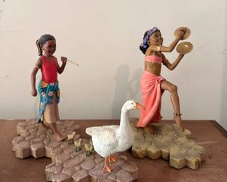 Thomas Blackshear’s Ebony Visions Jamboree Parade Collection Figurines, “Gertie with Geese” and “Gypsy” 