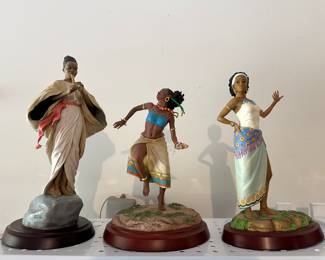 Thomas Blackshear’s Ebony Visions Collection Figurines, “The Music Maker,” “The Dancer,” and “Talk to the Hand”