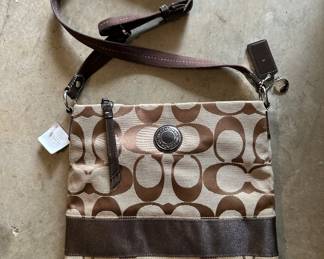 Estate Collection of Purses & Handbags - Vintage, Leather, Boho, and Chic Finds - NWT Coach Signature Crossbody Bag