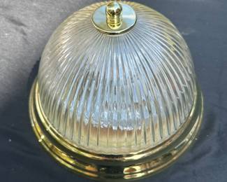 Ribbed Glass Brass Interior Ceiling Light Fixture