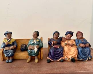 Church Pew Ladies Figurines