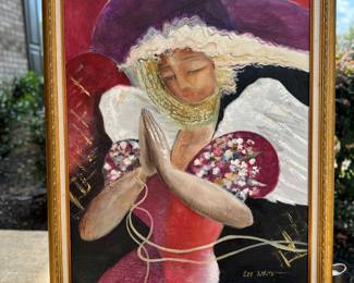 7. Art: Lee White, Mixed Media Painting on Paper, Signed, 33" w x 42.5" h, Framed, $495