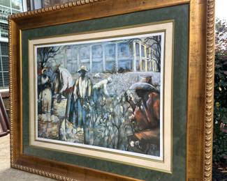 11. Art: William Tolliver, "Pickin Cotton," Signed & Numbered Lithograph, Edition 422/1000, 50" w x 41" h, Framed, $295