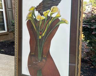 2. Art: Charles Bibbs, “Sweet Lillies,” Remarque Edition Lithograph, Signed & Numbered 1241/2500, 1996, 30" w x 43" h, Framed, $795