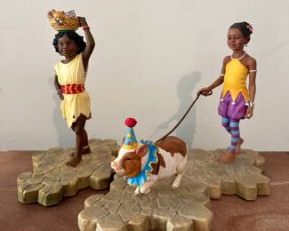 Thomas Blackshear’s Ebony Visions Jamboree Parade Collection Figurines, “Kitty and Penny” & “Porkchop” 