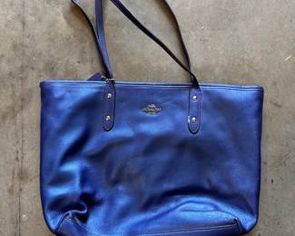 Estate Collection of Purses & Handbags - Vintage, Leather, Boho, and Chic Finds - Coach City Zip Ultra Violet Metallic Tote 