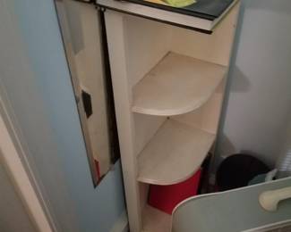 Corner bookcase; floor fans