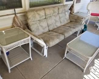 Porch glider; accent tables; coffee table