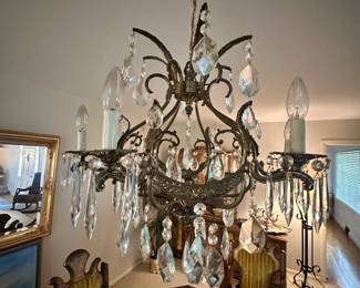 antique bronze and crystal chandelier 