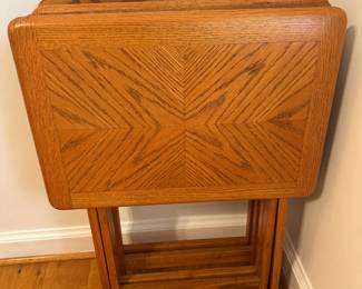 vintage wooden folding TV trays