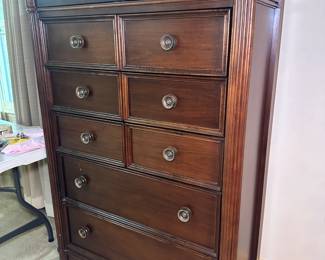 Stanley Furniture tall boy dresser with jewelry drawer at top.