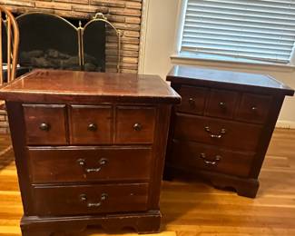 Two cherry nightstands with ample storage