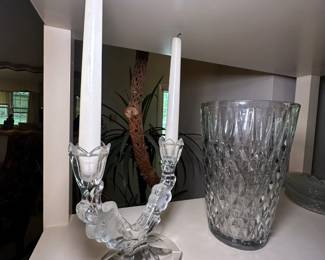 crystal candleabra and vase