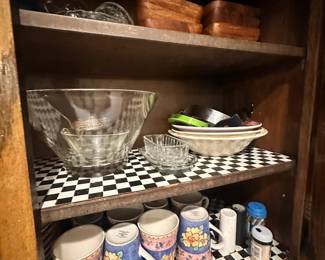 home decor items, mugs, dinnerware, punch bowl