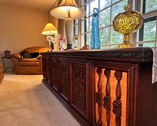 Beautiful MCM Carved Wooden Sideboard 