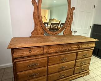 MCM solid oak Dresser with mirror