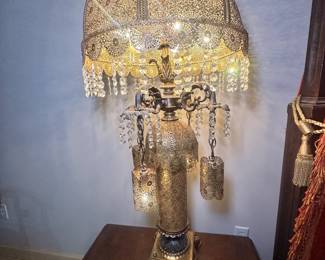 MCM Vintage Table Lamp in Gold-Ornate Metal. This one is even more gorgeous in person, and it's definitely a conversation piece!
