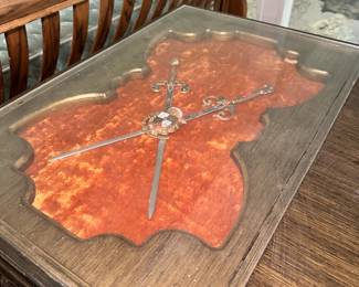 Vintage MCM desk with orange crushed velvet 