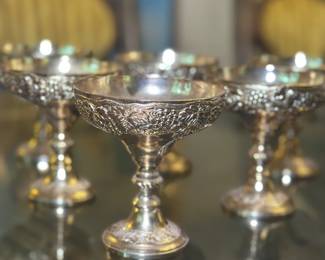 Gorgeous silver goblets with an intricate design
