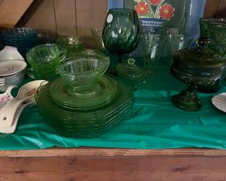 Green depression glass