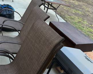 Patio furniture, mobile desks, typewriter 