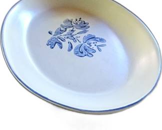 Vintage Blue Floral Oval Serving Plate (16" x 11")