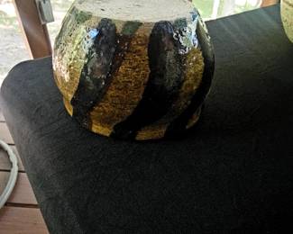 Handmade Ceramic Bowl with Striped Glaze (4" x 3")