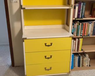 Vintage MCM Yellow & White Display Cabinet
