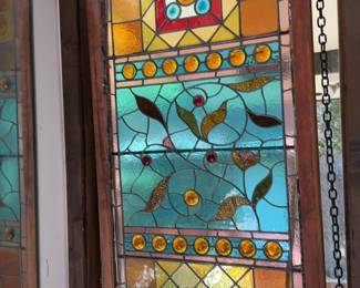 Large Vintage Stained Glass Window Panel