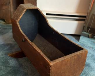 1940s Hand Made Wooden Baby Basinet 