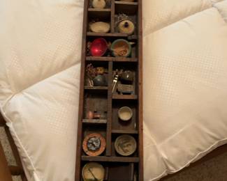 Vintage Wooden Shadow Box Display with Miniature Items