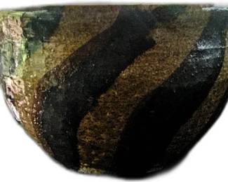 Handmade Ceramic Bowl with Striped Glaze (4" x 3")