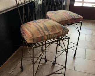 Beautiful Rolling High Top Chairs with Back and Upholstered Cushions