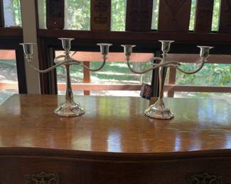 Queen Anne Silver-Plated Candle Holders - Made in England