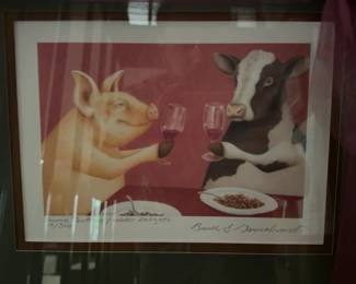 Signed Framed Print 'Swine Tastings & Udder Delights' by Bruce S. Garrabrand (12” x 14.4”) 19/500