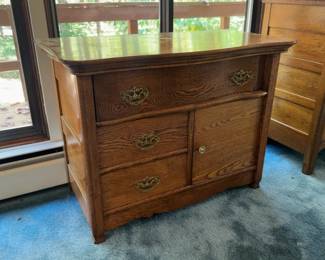 Antique Oak Dresser with Drawers & Cabinet (18” x 36” x 26.5”)